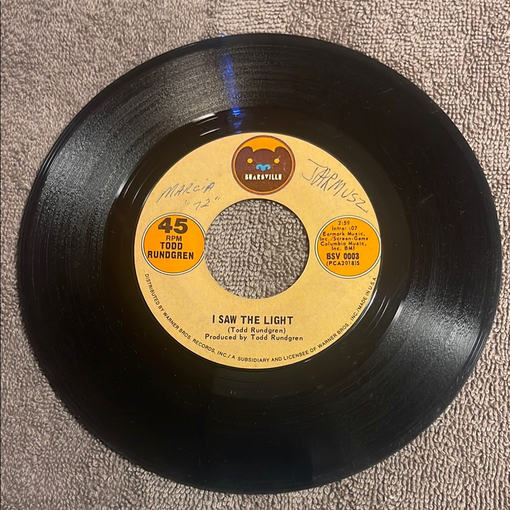 Todd Rundgren 45 RPM vintage Vinyl Record - Picture 3 of 4